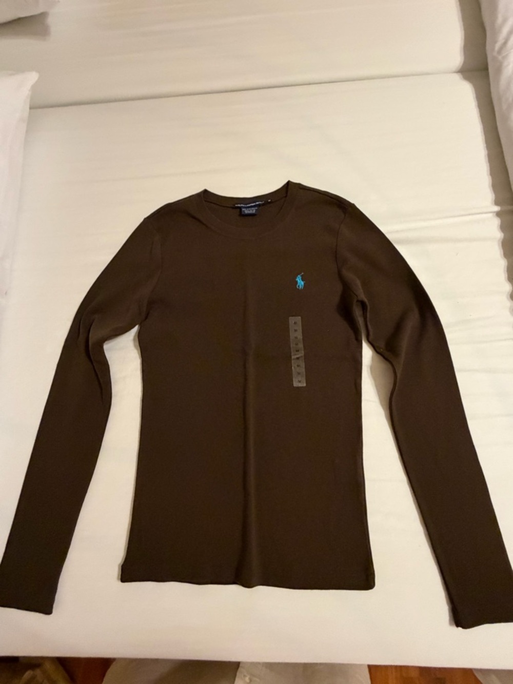 Polo by Ralph Lauren Dark Brown Crewneck Sweater with Teal Pony